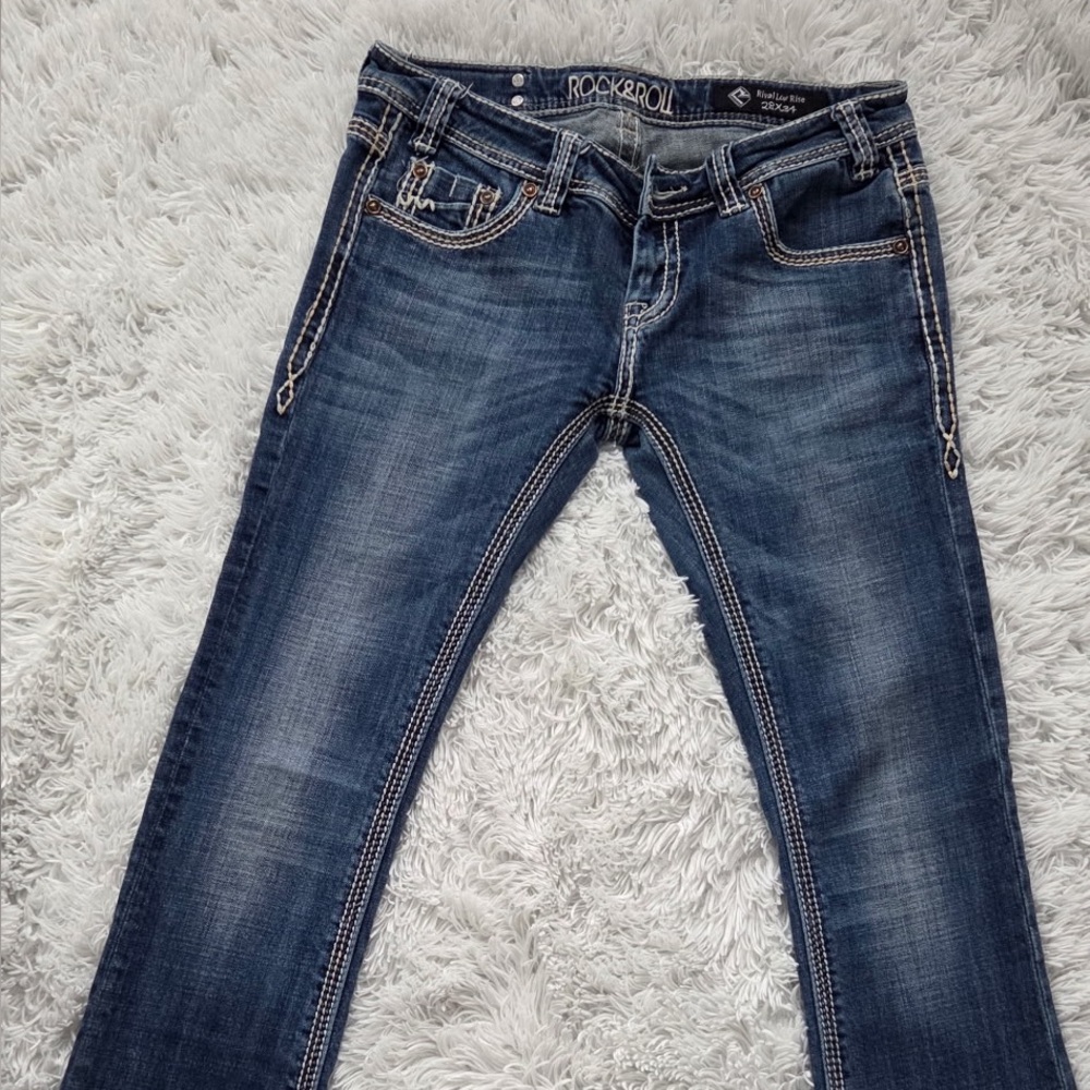 Rock & Roll Cowgirl Dark Blue Flare Jeans